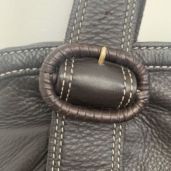 Cole Haan Large Pebbled Leather Hobo Bag – Chocolate Brown Shoulder Tote - Picture 4 of 7